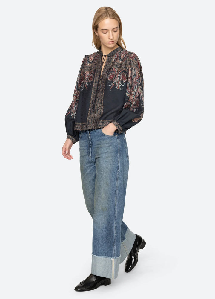 Hyacinth Top - Navy Print