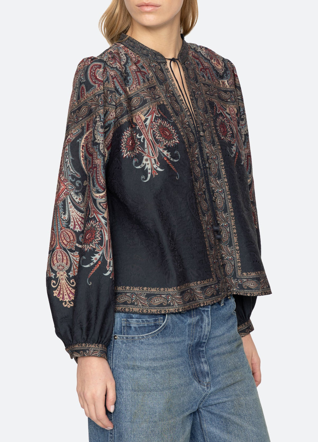 Hyacinth Top - Navy Print