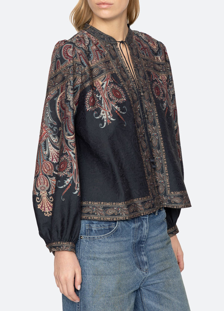 Hyacinth Top - Navy Print