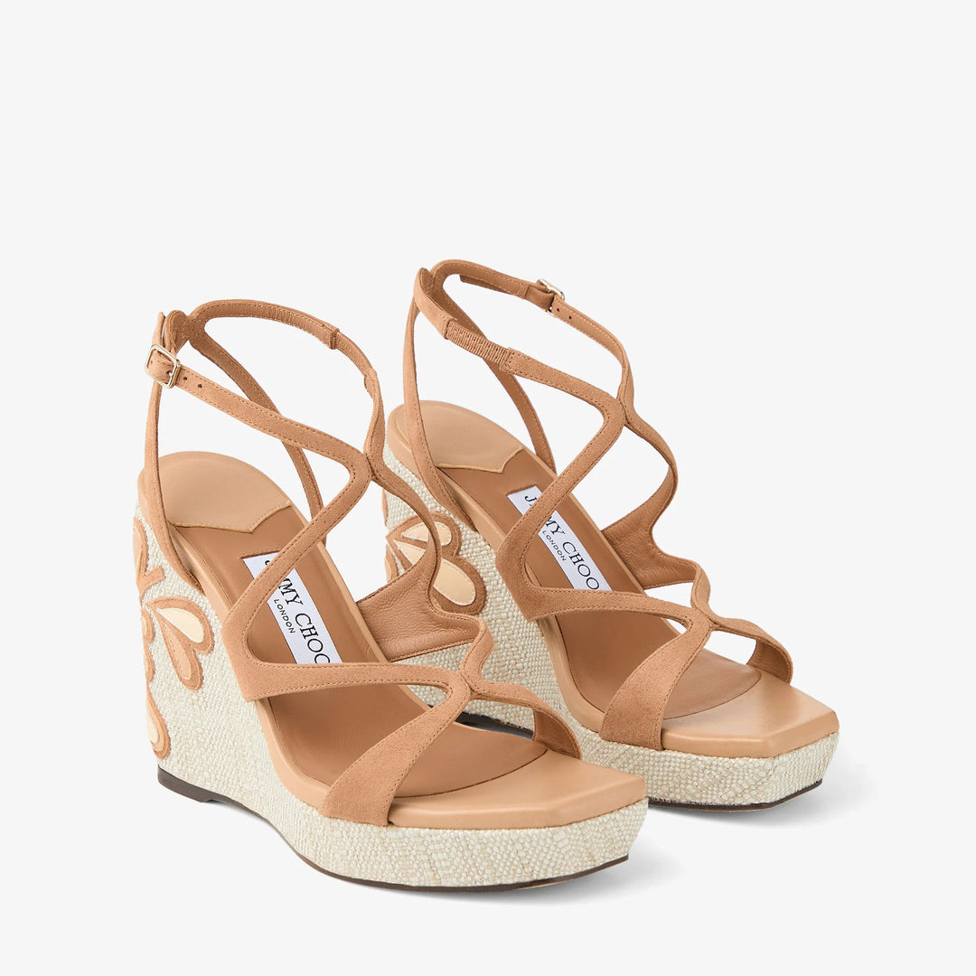 Ayla 110 Raffia Wedge Sandals - Beige