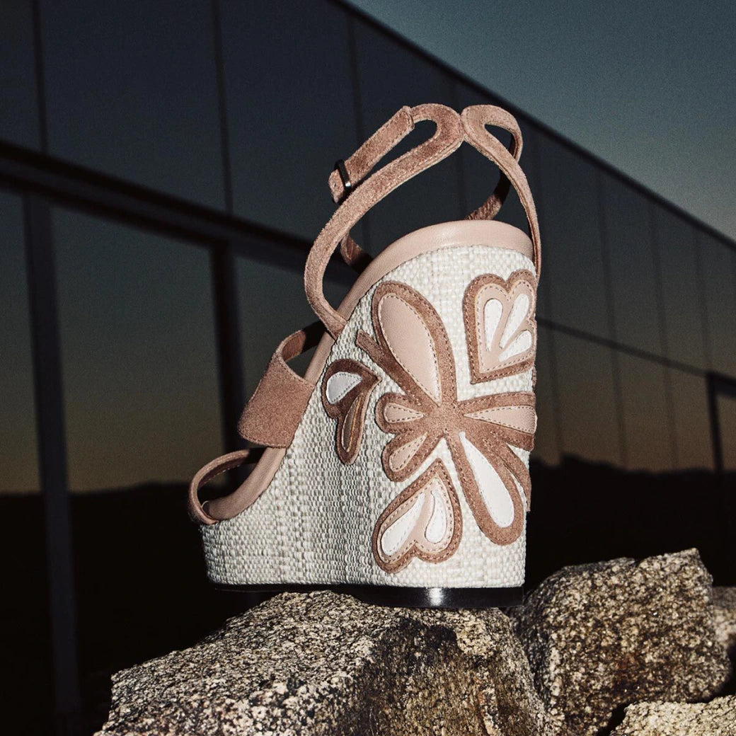 Ayla 110 Raffia Wedge Sandals - Beige