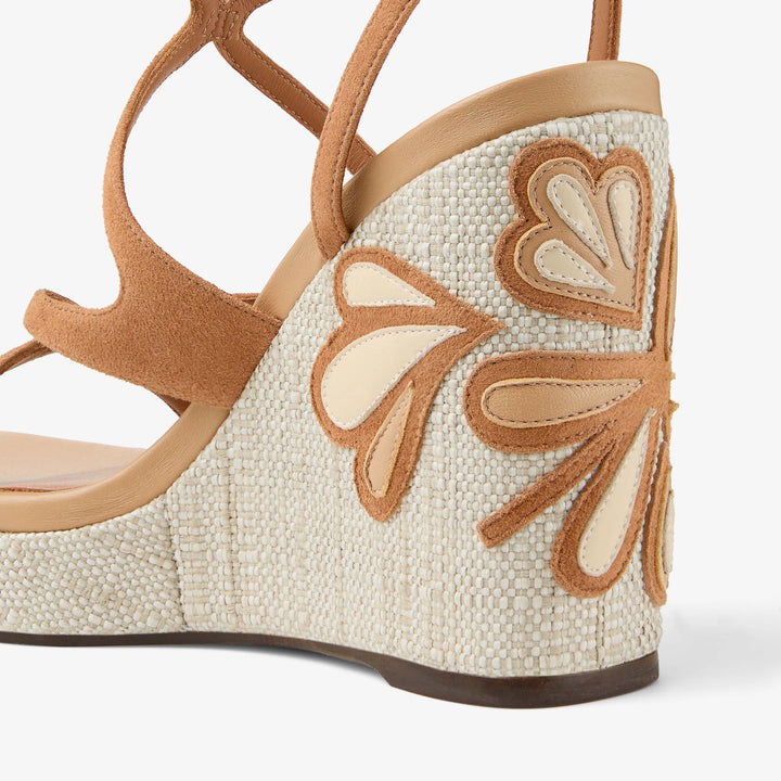 Ayla 110 Raffia Wedge Sandals - Beige