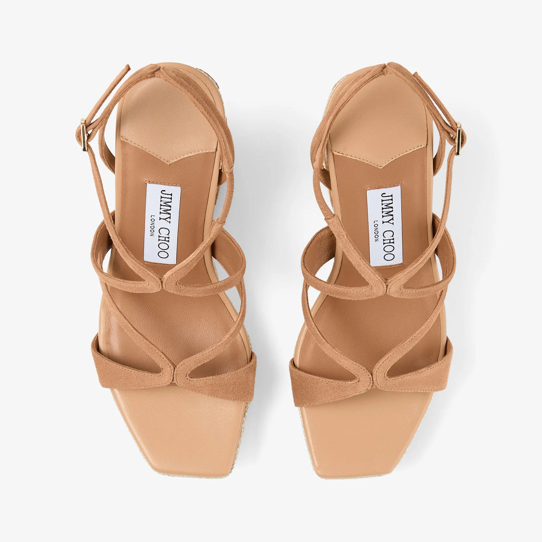 Ayla 110 Raffia Wedge Sandals - Beige