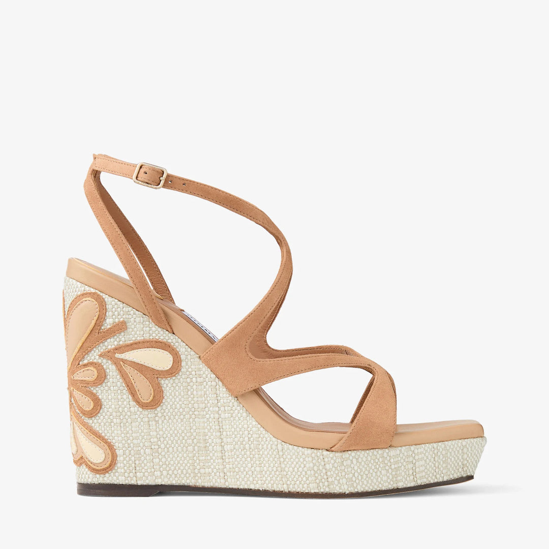 Ayla 110 Raffia Wedge Sandals - Beige