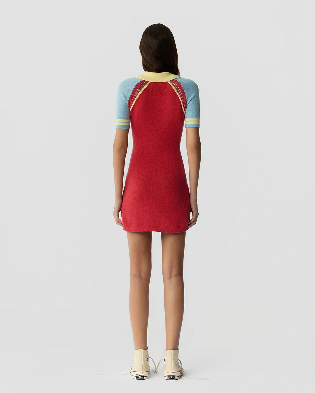 Ace Polo Dress - Light blue/Red