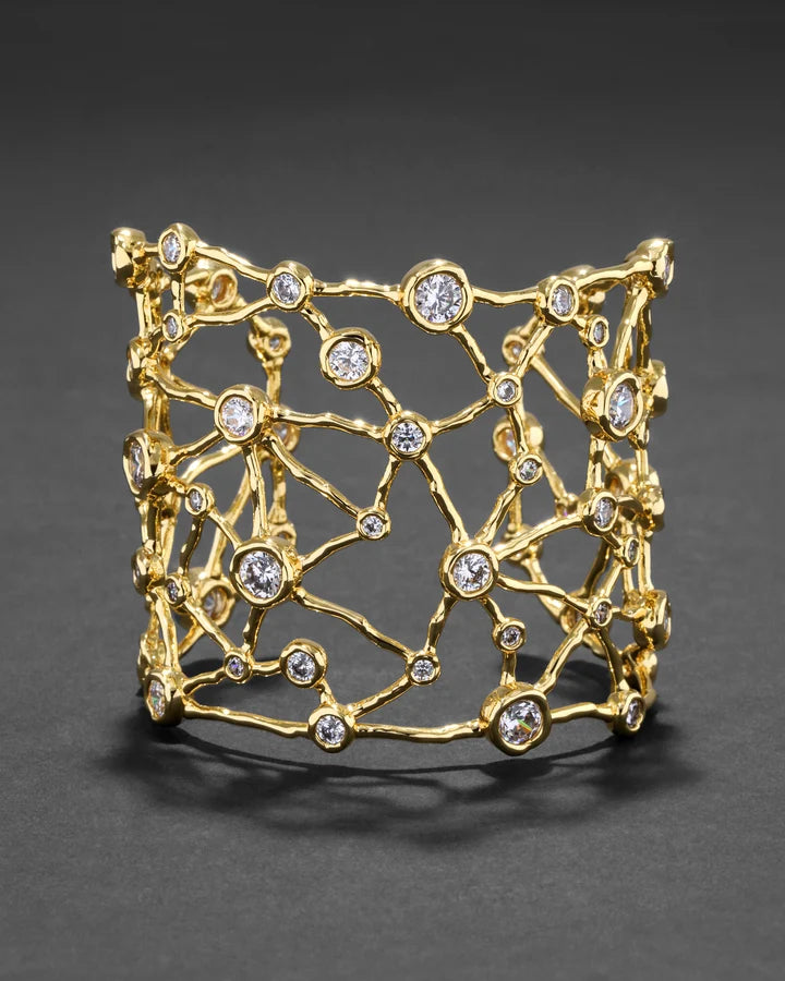 Asterales Gold Celestial Wide Cuff Bracelet - Gold