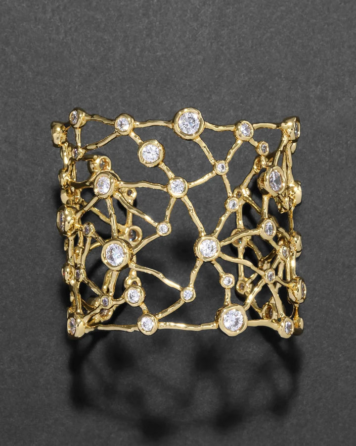 Asterales Gold Celestial Wide Cuff Bracelet - Gold