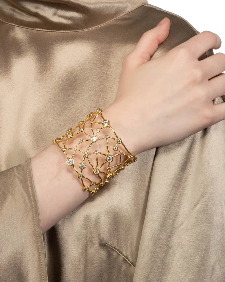 Asterales Gold Celestial Wide Cuff Bracelet - Gold