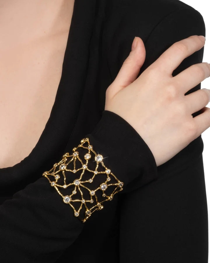 Asterales Gold Celestial Wide Cuff Bracelet - Gold