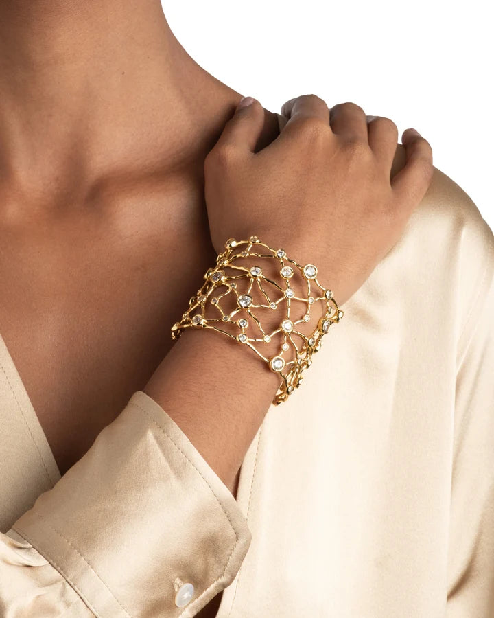 Asterales Gold Celestial Wide Cuff Bracelet - Gold