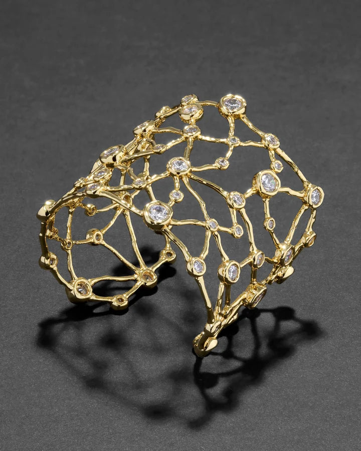 Asterales Gold Celestial Wide Cuff Bracelet - Gold