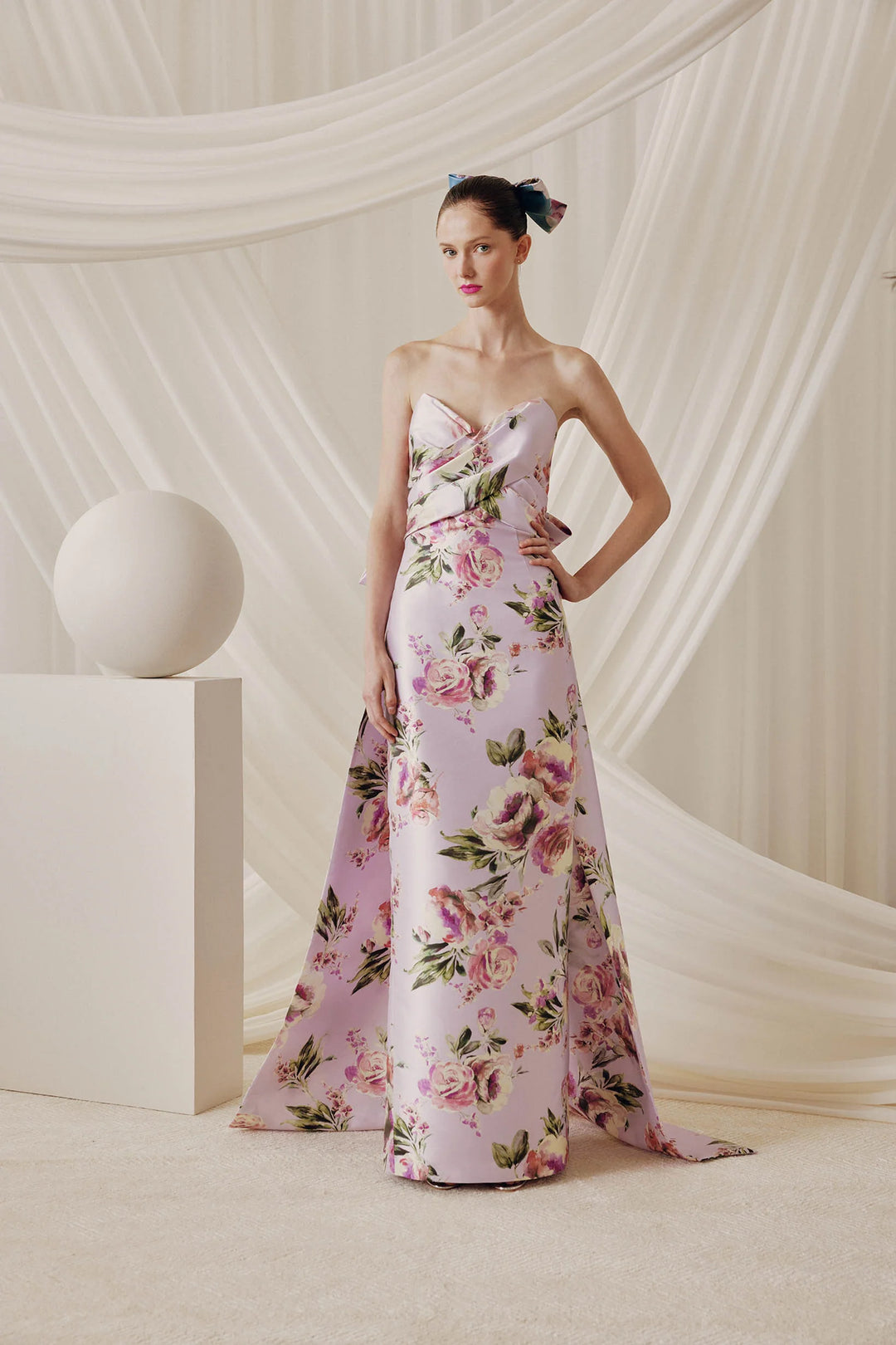 FLORAL STRAPLESS GOWN
