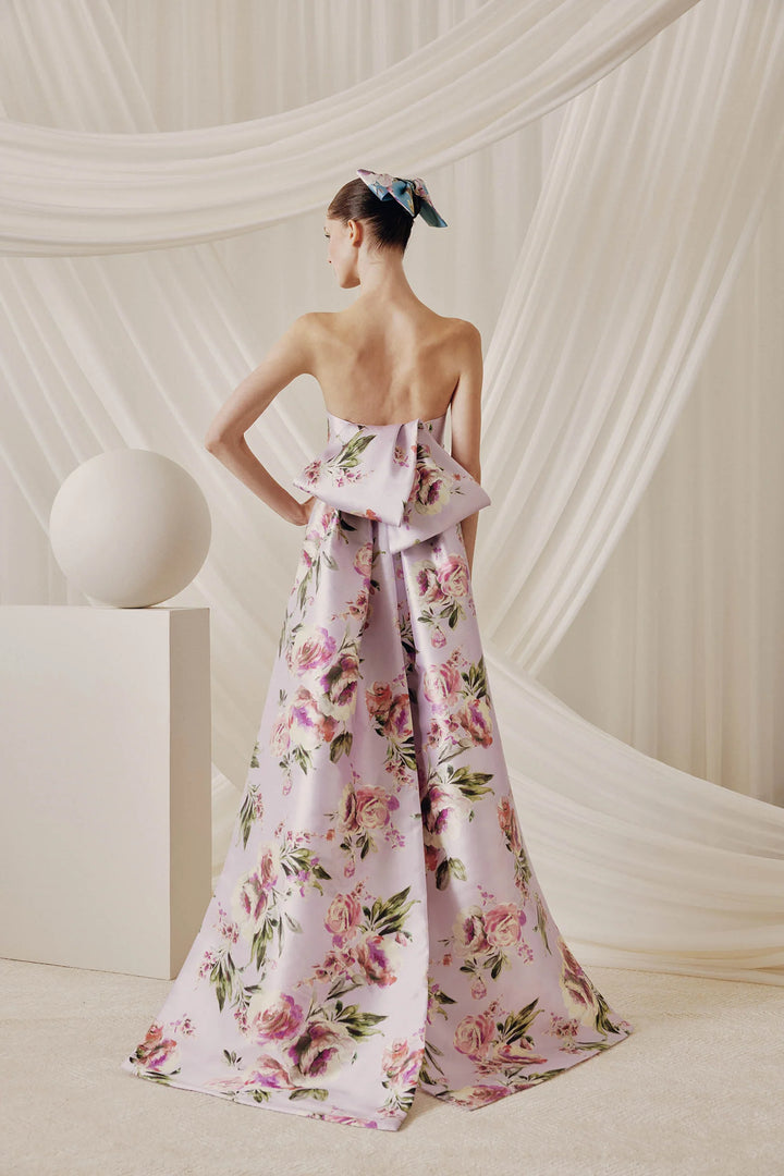FLORAL STRAPLESS GOWN