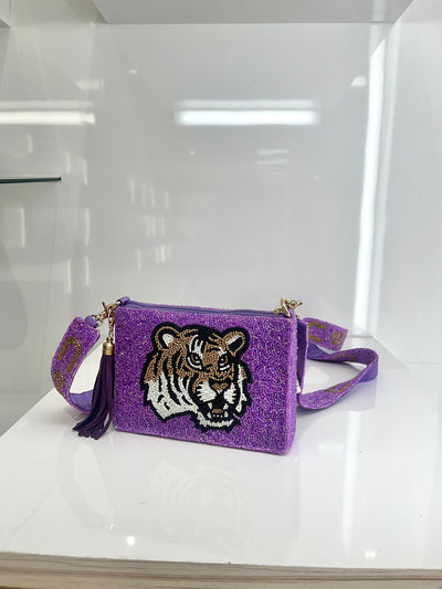 LSU Logo Beaded Handbag