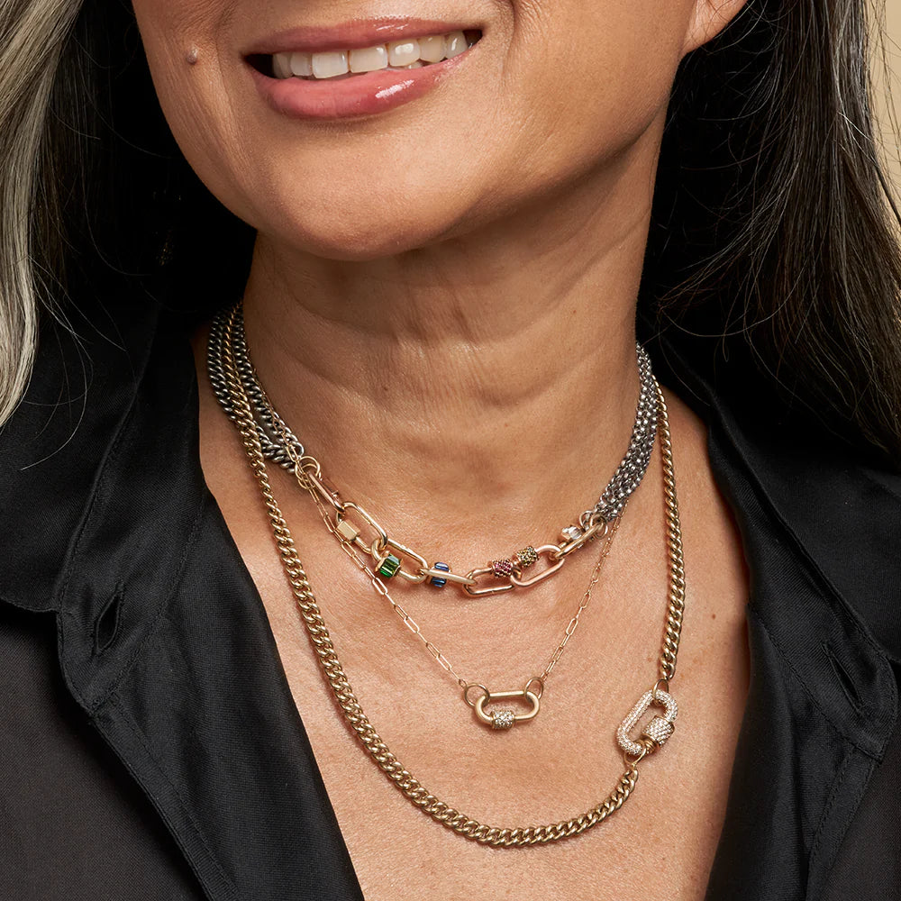 Square Link Chain Necklace 17 14K Yellow Gold Coplons