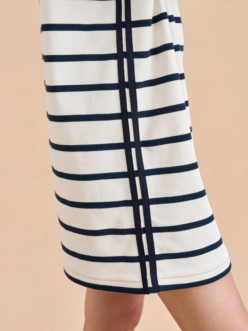 BRETON Short Sleeve Dress - Ecru/Navy