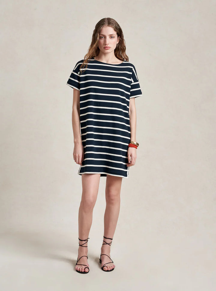 Breton Short Sleeve Dress - Navy/Ecru