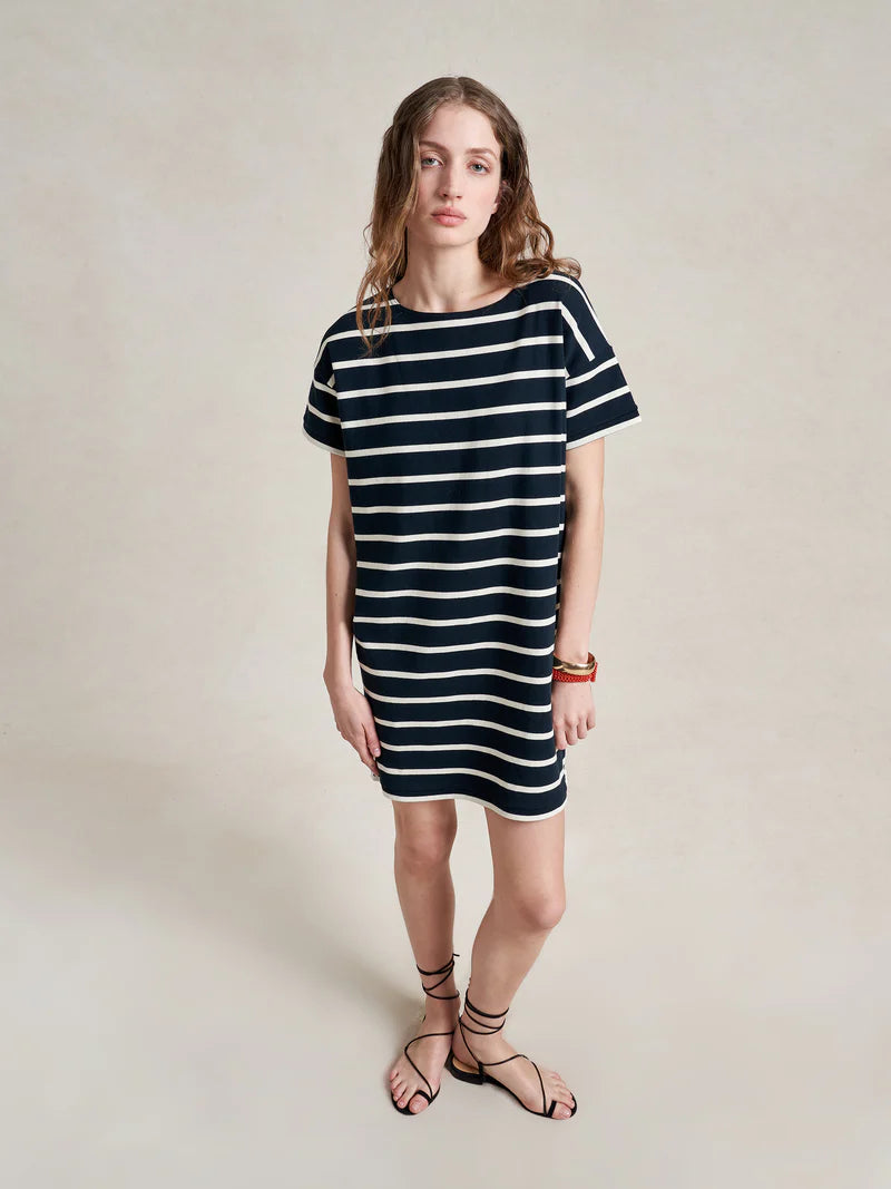 Breton Short Sleeve Dress - Navy/Ecru