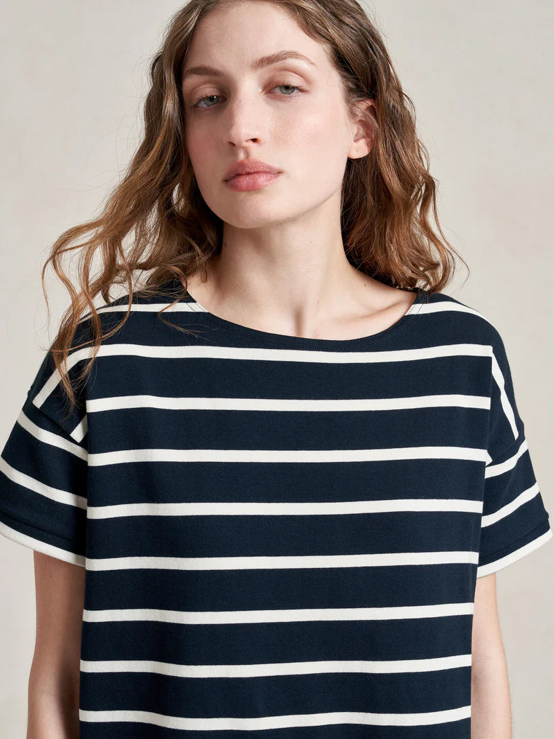 Breton Short Sleeve Dress - Navy/Ecru