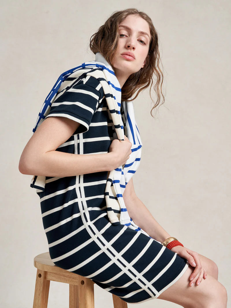 Breton Short Sleeve Dress - Navy/Ecru