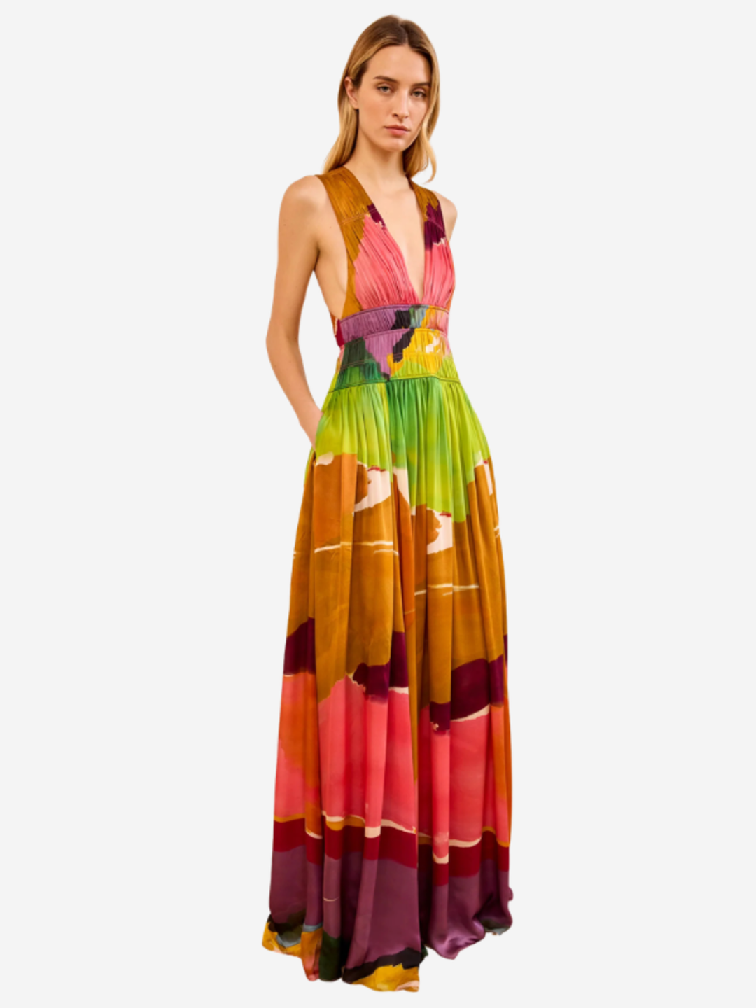 Boheme Silk Gown - Pink Multi