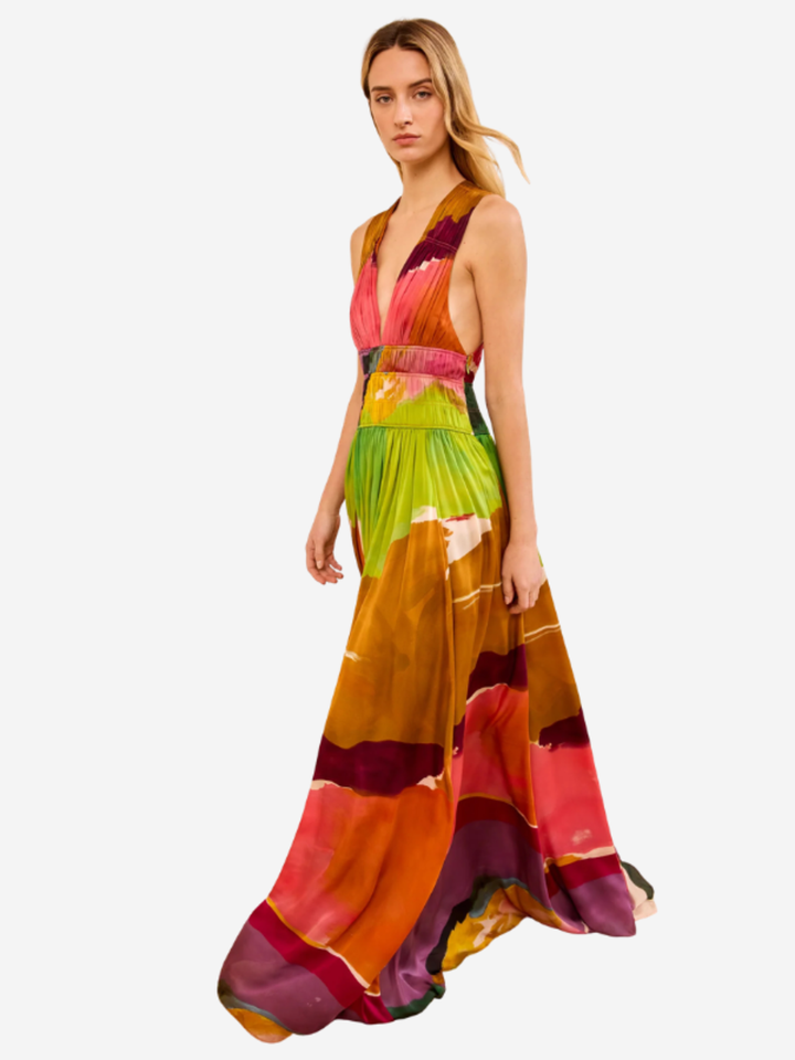 Boheme Silk Gown - Pink Multi
