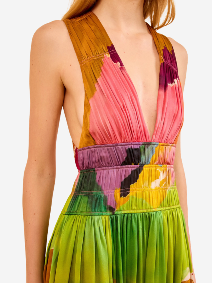 Boheme Silk Gown - Pink Multi