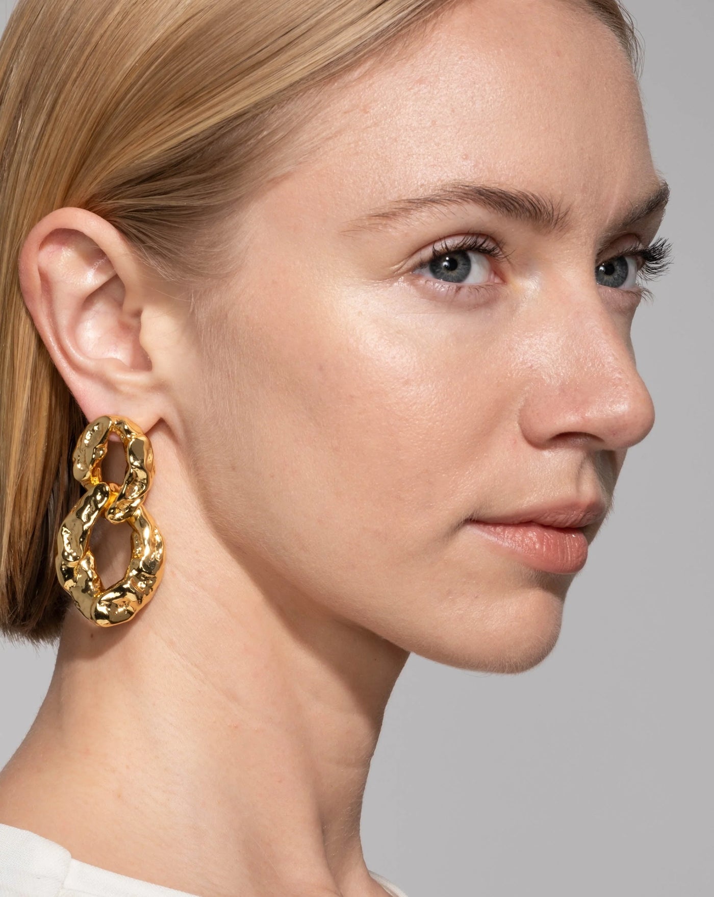 Brut Gold Double Link Post Earring
