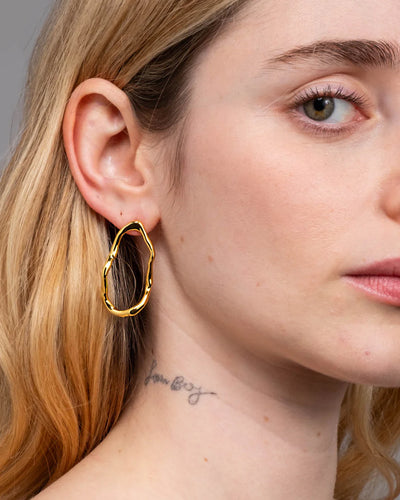 Brut Gold Open Link Post Earring