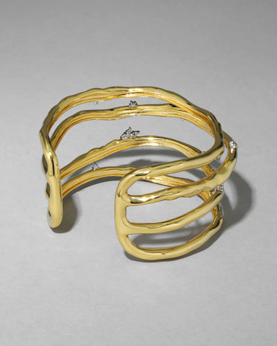 Brut Gold Crystal Thorn Orbit Cuff Bracelet