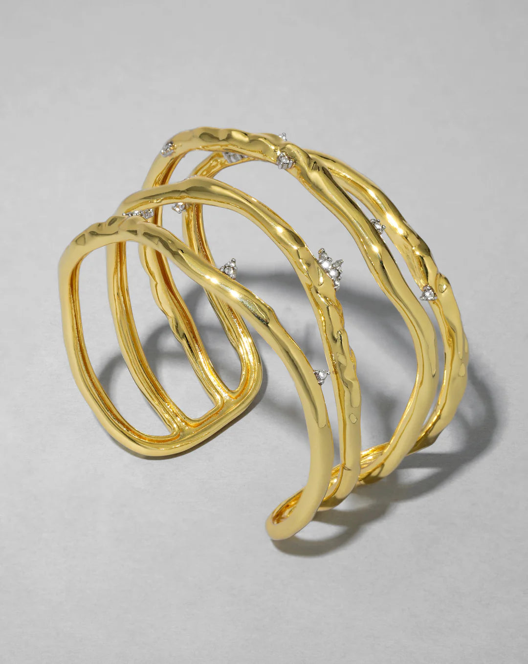 Brut Gold Crystal Thorn Orbit Cuff Bracelet