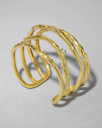 Brut Gold Crystal Thorn Orbit Cuff Bracelet
