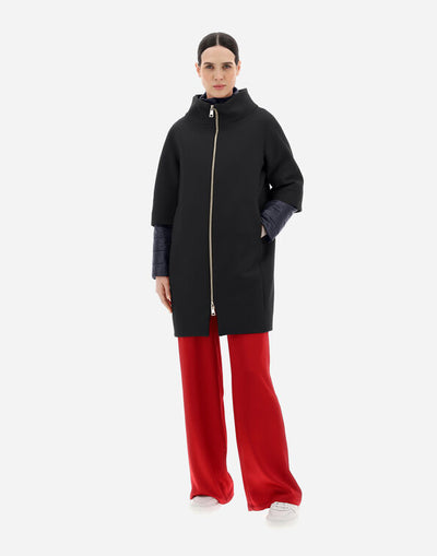 ECO-WOOL & NYLON ULTRALIGHT COAT - BLACK