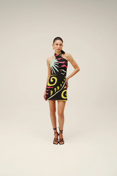 VENETA DRESS - Black Multi