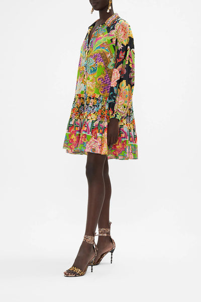 Tiered Shirt Dress - Sundowners In Sicily