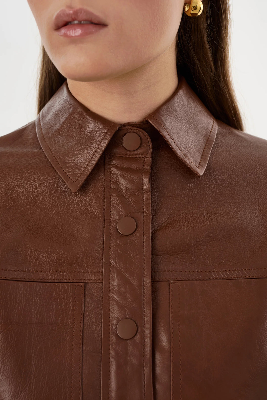 Carolina Leather Ruffle Sleeve Jacket – Garnet