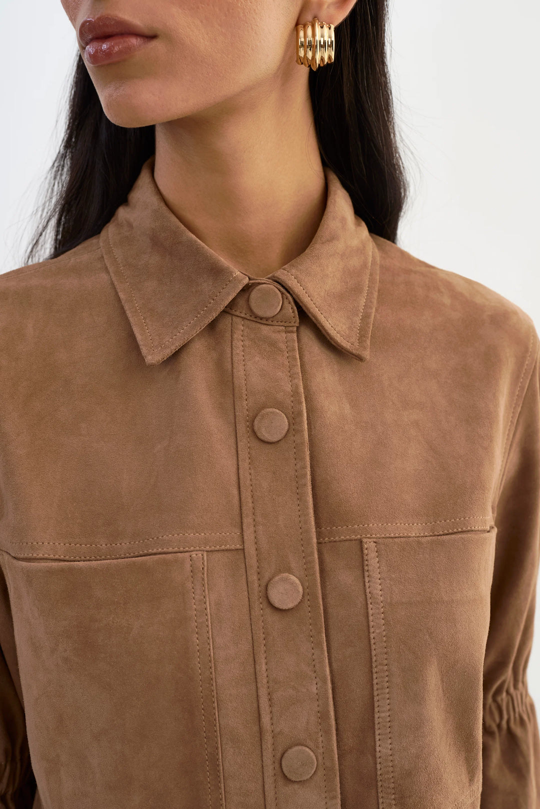 Carolina Suede Ruffle Sleeve Jacket