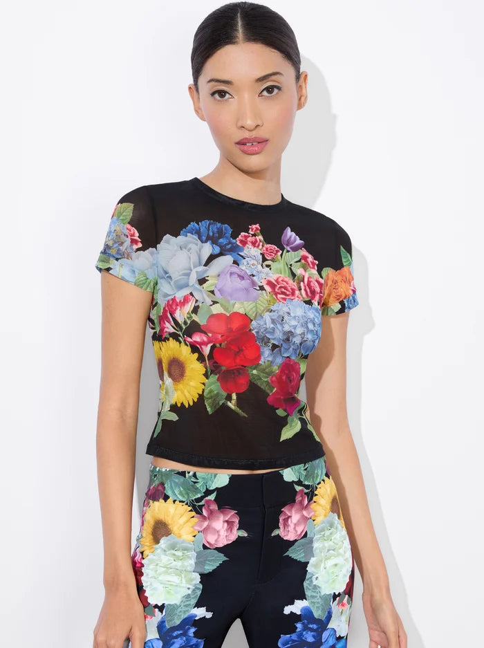 TESS CREW NECK TEE - Garden Brunch Black