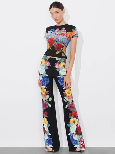 TESS CREW NECK TEE - Garden Brunch Black