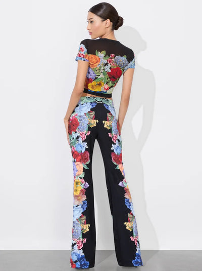 TESS CREW NECK TEE - Garden Brunch Black