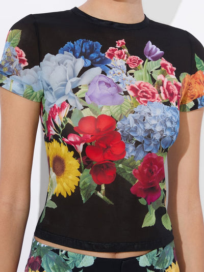 TESS CREW NECK TEE - Garden Brunch Black