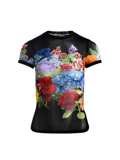 TESS CREW NECK TEE - Garden Brunch Black