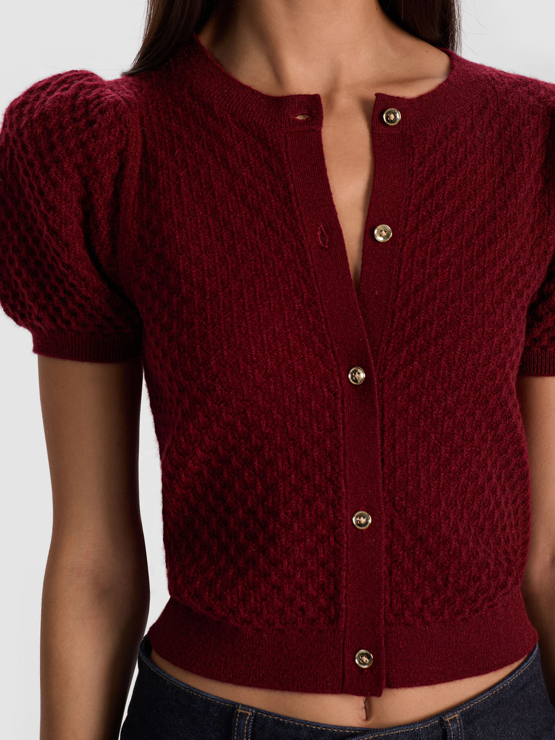 SABINE CASHMERE CARDIGAN - Oxblood