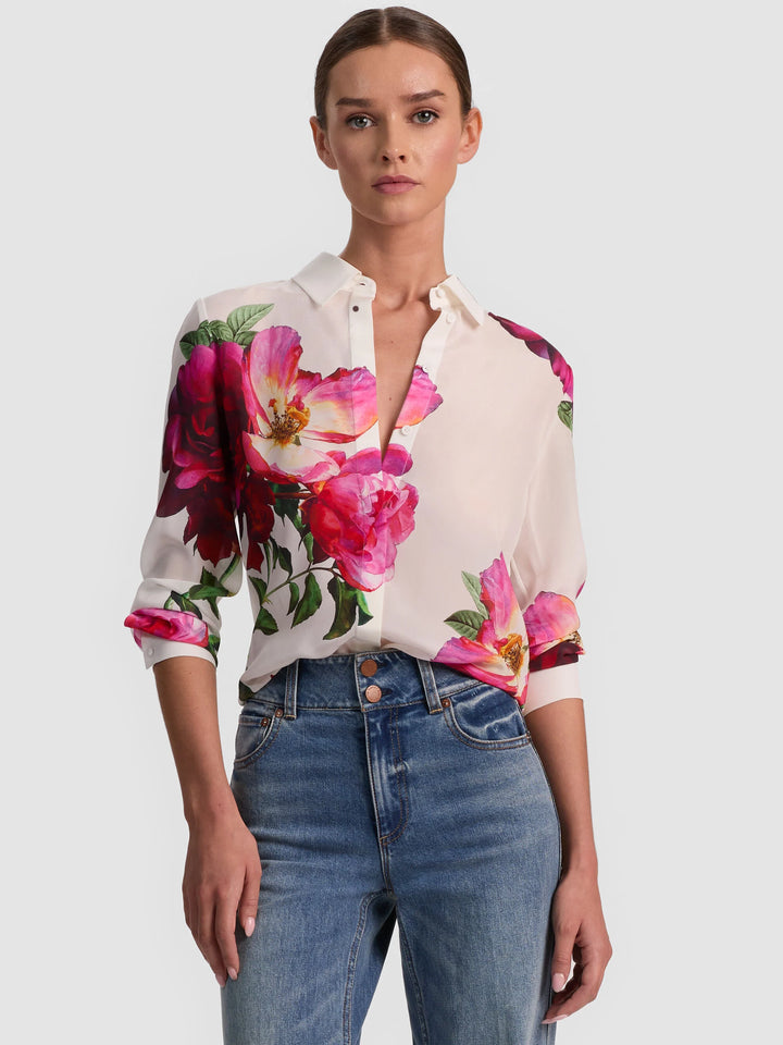 WILLA SILK BLOUSE - White Multi