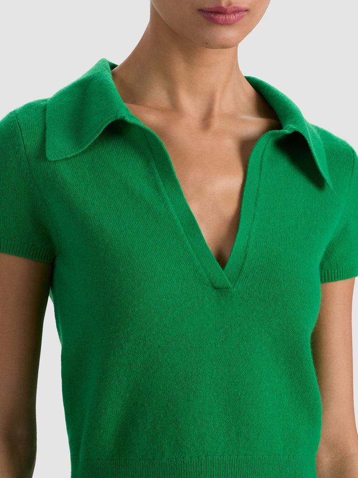Andi Cap Sleeve Polo - Medium Green