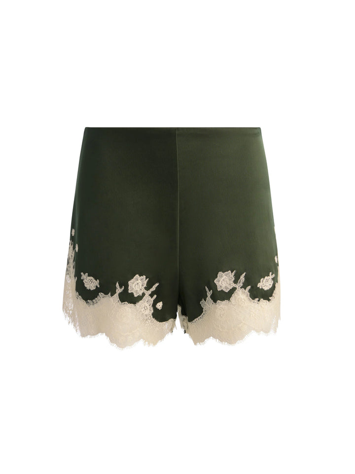 Elissa Lace Trim Shorts - Dark Green