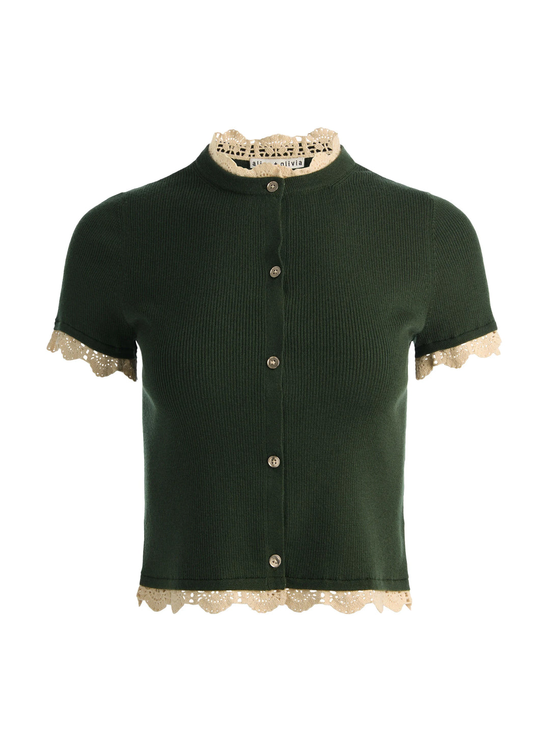 Ciara Lace Trim Cardigan - Dark Green