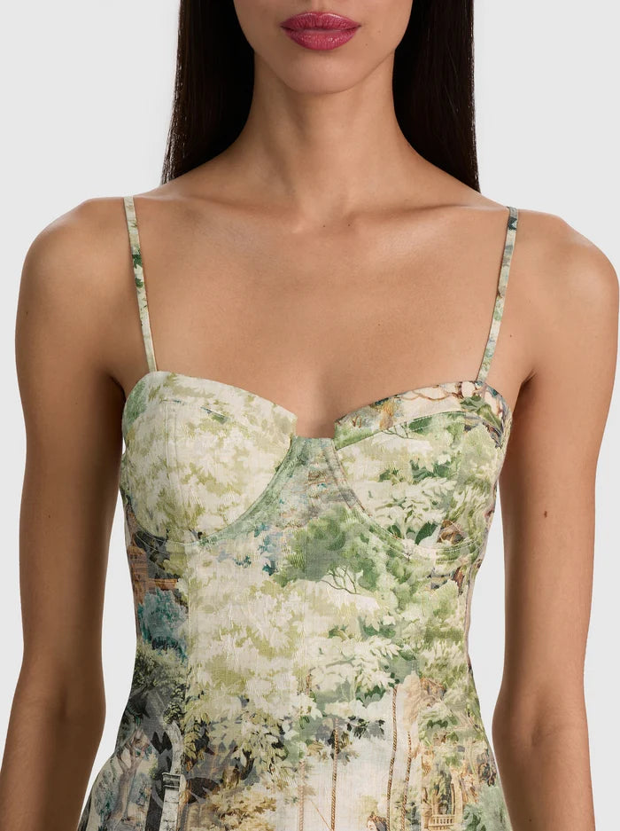Nila Corset Mini Dress - Blue Multi