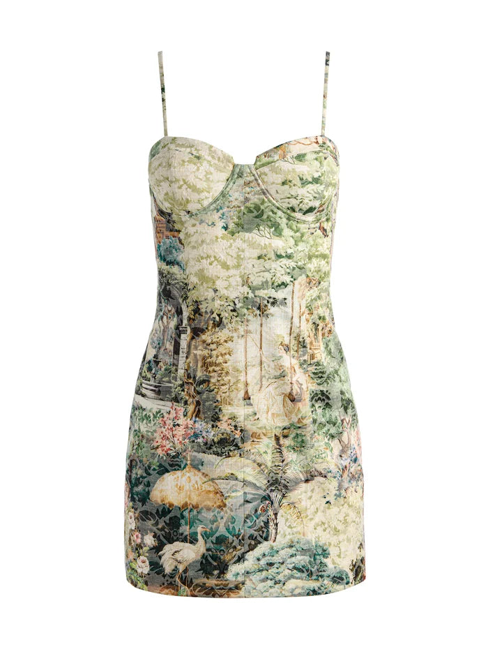 Nila Corset Mini Dress - Blue Multi