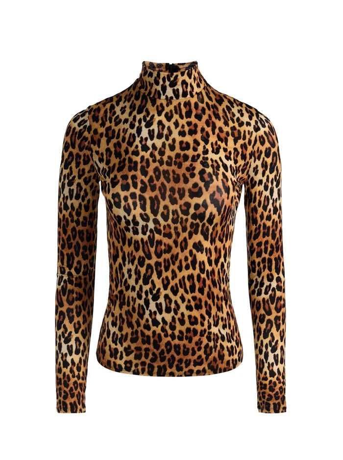 Delania Long Sleeve Turtleneck - Animal Print